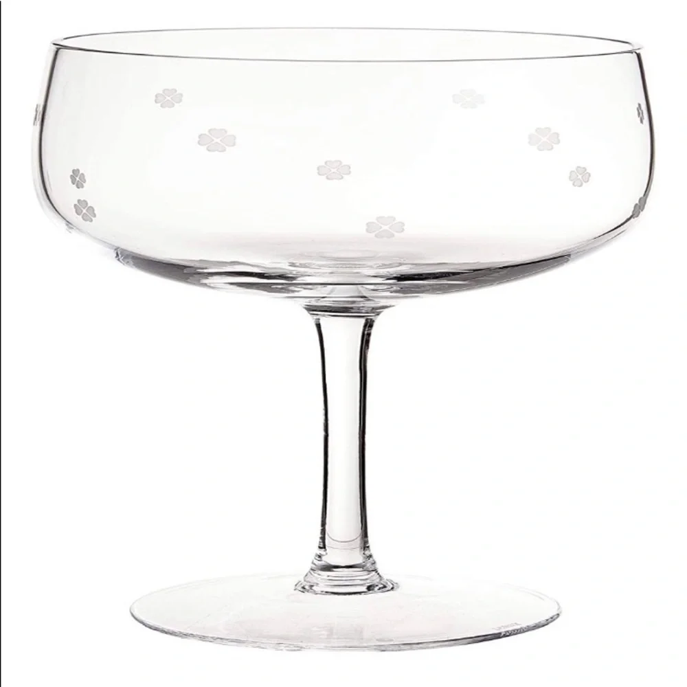 Kate Spade New York x Lenox Spade Clover 2 Piece Coupe Glass Set 1.25 LB Clear - Picture 4 of 7